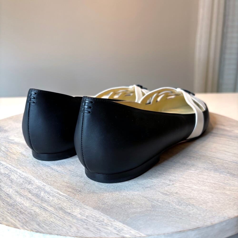 Sarah Flint Kim Black White Pointed Toe Ballet Flats Leather Shoes EU 41 US 11 - Picture 6 of 11